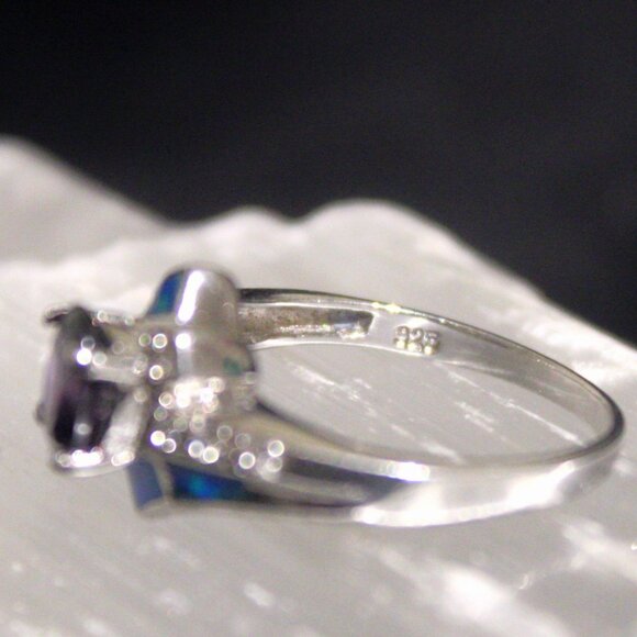 Beautiful 925 Purple Scapolite with Synthetic Blue Opal - Picture 2 of 4